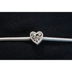 Pandora Love You Heart Charm Womens OS Silver 14k Gold Two-Tone CZ 791429CZ mom